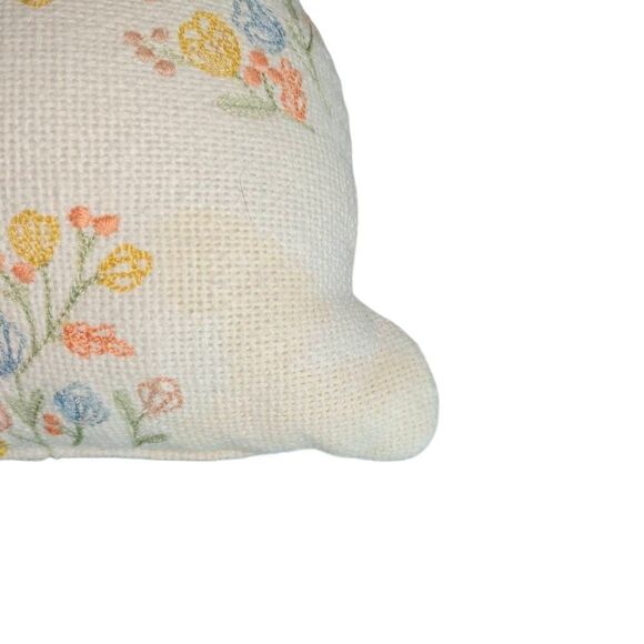 Vintage Enchanted Embroidered Floral Cottagecore Bunny Plush Pillow - Picture 3 of 5